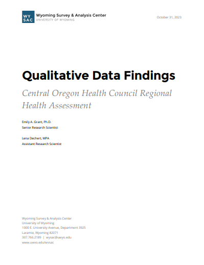 2023 Regional Health Assessment Qualitative Findings - Focus Groups and Interviews